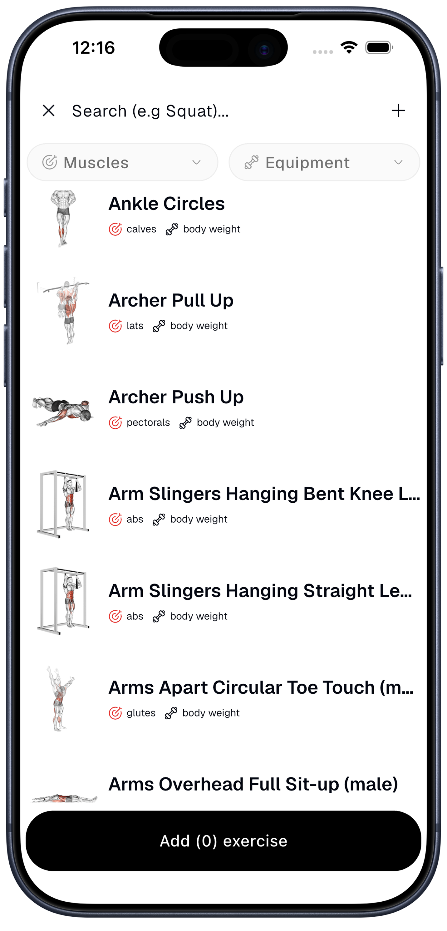 Exercises Mockup